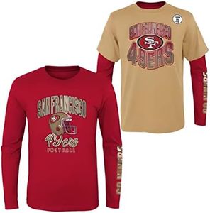 NFL Boys Youth 8-20 Game Day Team Color 3 Pack T-Shirt and Long Sleeve Combo Shirt Set, San Francisco 49ers, Medium