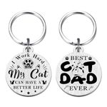 Fetiger Cat Dad Gifts, Cat Lover Gifts for Men, Male Cat Owner Keyring, Best Cat Dad Ever