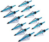 12 Pack 3 Razor Sharp Fixed Blade Arrow Head 100 Grain Archery Broadheads Hunting Arrow Tips For Crossbow And Compound Bow (Blue)