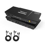 TESmart 2 Port HDMI KVM Switch, Monitor Switch for 1 Monitors 2 Computers, UHD 4K@60Hz RGB 4:4:4, USB 2.0 Hub, Stereo Audio, Hotkey, Button Switching, PC Keyboard Mouse Switches Box with 5ft Cables