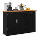 SILKYDRY Kitchen Sideboard Cabinet, Buffet Table with Storage, Coffee Bar Console Table with Adjustable Shelf, Credenza for Living Room, Dining Room Buffet Cupboard (Black)