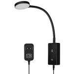 PRINCEWAY LED Wall Mount Reading Light, Wall Mount Light Fixture Indoor, Touch Control Black Lamp with 5V 2A USB Output, Flexible Gooseneck, 4 Brightness Levels (100%-70%-35%-15%) and Neutral White