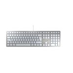 CHERRY KC 6000 Slim for MAC Keyboard for Wired mac (USB-A Connection), UK- (QWERTY) layouts, Silent Keys, Compact and Flat Design, White-Silver