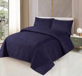 Northern Luxe Premium Quality, Quilted Pinsonic Stitching Bedspread/Throw 100% Virgin Polyester Filling, bedding with matching Fitted Sheet Warm and Cosy Throw (Navy, Double Bedspread)