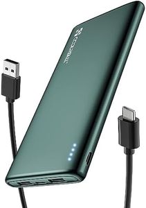 Coolreall Batterie Externe 10000mAh, Slim Power Bank Chargeur Portable Charge Rapide avec USB-C Sortie/Entrée (3.0A), 2 Ports USB Sortie & Micro USB Entrée, Compatible avec Samsung, iPhone, Xiaomi etc