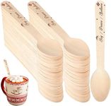 Umigy 100 Pieces Wooden Spoons Disposable 5.5'' Christmas Disposable Wooden Spoon Pattern Wooden Spoons for Hot Chocolate Wooden Tasting Spoons for Cake Cocoa Coffee Ice Cream (Novelty Style)