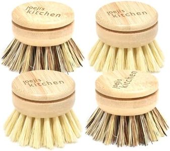 Joeji's Kitchen Mixed Bristle Dish Brush Replacement Heads Set of 4 - Eco Washing Up Brushes with Hard and Soft Sisal Fibre Bristles - Perfect Cleaning Dish Brushes