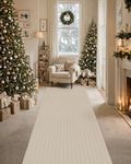 DEXI Hallway Runner Rug 2.3x10, Kitchen Runners Washable Non Slip Rubber Backing Long Hallways Entryway Indoor Laundry Room Decor Carpet 10ft Neutral Farmhouse,Beige