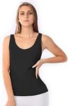 TAIPOVE Tank Tops Camisole for Women with Built in Bra Summer Sleeveless Cami Black
