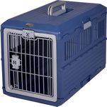 Iris Ohyama Foldable Dog Carrier with Lockable Door, Up to 20kg, L69 x W40 x H48cm, Blue, Large, Basket Bag, Box, For Travel, Transport, Cat, Rabbit, BPA Free, Carry Case, Crate, FC-670