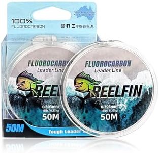 REELFIN 100% Fluorocarbon Leader 50M 5-25lb Fluorocarbon Fishing Line (18LB-50M-0.393mm)