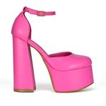 ESSEX GLAM Womens Closed Toe Statement Platform Ladies Block High Heel Ankle Strap Shoes Size