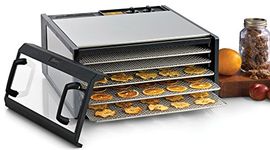 Excalibur D500CDSHD 5-Tray Electric Food Dehydrator with Clear Door for Viewing Progress Features 26-Hour Timer Temperature Settings and Automatic Shut Off Made in USA, 5-Tray, Silver