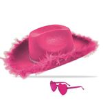 db11 Cowboy Hat Cowgirl Hat with Sequins Rodeo Party Hats with Heart Glasses (Hot Pink)