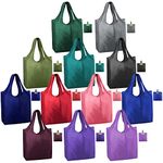 BeeGreen Reusable-Grocery-Bags Bulk 12 Pack multi Colors Colorful Reusable-Shopping-Bags Extra Large for 50LBS heavy-duty Sturdy. Foldable Tote Bags Machine-Washable with handles and Inner Pouch