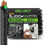 GearIT 18/3 18 AWG Portable Power Cable (25 Feet - 3 Conductor) SJOOW 300V 18 Gauge Electric Wire for Motor Leads, Portable Lights, Battery Chargers, Stage Lights and Machinery -25ft Electrical Cord