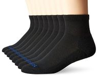 MediPEDS Men's 8 Pack Diabetic Quarter Socks with Non-Binding Top, Black, Shoe Size: 9-12