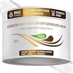 Vitamins Hair Mask Conditioner Keratin Treatment - Biotin Castor and Coconut Oil Deep Conditioning for Thin Fine Hair - Anti Frizz Moisturiser for Curly Straight Dry Damaged & Frizzy Locks