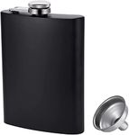 Linist Hip Flask for Liquor Stainless Steel Leak Proof Hip Flask with Funnel Flask Set Men Flask Women Flask Set (Black) (7 Oz)