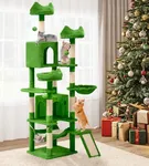 YITAHOME Tall Cat Tree Tower for Indoor Cats, 75in Multi-Level Cat Climbing Tower with Cat Condos, Top Perches, Hammock, Sisal Scratching Posts and Board, Kittens Play Activity Center, Green