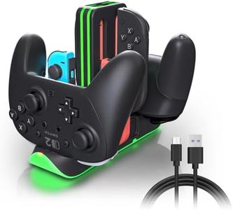 WUXIDIXI Switch 2 Controller Charger Dock – Charge 4 Joy-Cons & 2 Pro Controllers – Fast Charging RGB Station with LED Indicators & Touch Control – Compatible with Nintendo Switch 2/1/OLED