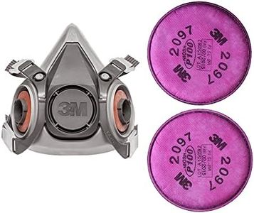 3M Combo of (6200 Medium Half Facepiece Reusable Respirator 1 Pc and 2097 P100 Pink Particulate Filter with Organic Vapor Relief 1 Pair)
