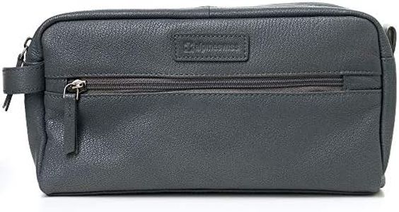 Alpine Swiss Sedona Toiletry Bag Genuine Leather Shaving Kit Dopp Kit Travel Case Gray