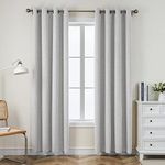 CUCRAF Full Blackout Window Curtains 90 inches Long, Faux Linen Look Thermal Insulated Grommet Drapes Panels for Bedroom Living Room, Set of 2 (52 x 90 inches, White)