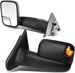 DNA MOTORING TWM-012-T666-BK-AM Pair Tow Mirror Assembly (02-09 Dodge Ram 1500-3500), 1 Pack,Black/Amber