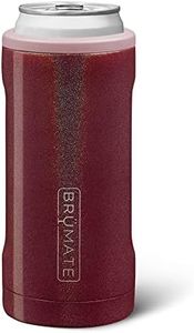 BrüMate Hopsulator Slim Can Cooler Insulated for 12oz Slim Cans | Skinny Can Coozie Insulated Stainless Steel Drink Holder for Hard Seltzer, Beer, Soda, and Energy Drinks (Glitter Merlot)
