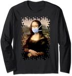 Funny Flu Season Mona Lisa with Mask Spoofing The Arts Long Sleeve T-Shirt