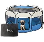 Floving Portable dog fence Foldable Pet playpen Delivery Room Cat enclosure Cat Pregnant Closed Pet Tent Dog Breeding Delivery Box with carrybag (L, Blue)