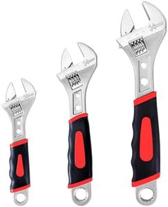 Navegando Wrench Set, 3-Piece Deep Jaw Wide Opening Adjustable Wrench with Soft Grip and Dual Scale (SAE and Metric), Sizes 6/8/10 inch.