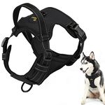 MASBRILL Dog Harness, No Pull Dog Vest Harness for Large Dog with 2 Leash Clips, Reflective Adjustable Soft Padded Pet Harness with Easy Control Handle for Outdoor Training, Black L