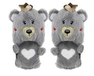 A&H Footwear Womens Ladies Lightweight Padded Warm Slip On Teddy Bear Novelty Grey Winter Slippers UK Sizes 3-8 (Grey, numeric_5)