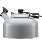 Navaris Classic 2.9QT (2.8L) Whistling Tea Kettle in Gray - Timeless Design with Modern Features for All Hobs - Stainless Steel with Secure Nylon Handle