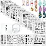 KADS 20pcs Nail Stamp Plates set Nails Art Stamping Plates Leaves Flowers Animal Nail plate Template Image Plate (20Pcs + Stamper)