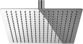 Qufa® Stainless Steel Trident Square Overhead Shower 12x12 Inches rain shower head for bathroom Without Arm, Mesh Shower filter built-in, Chrome, Polished Finish. (Ultra Slim, 12x12 Only Shower)