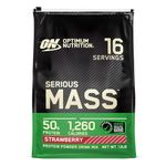 Optimum Nutrition Serious Mass Protein Powder with Creatine, Glutamine, 25 Vitamins and Minerals, Strawberry Flavour, 16 Servings, 5.45KG