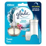 Glade PlugIns Air Freshener Starter Kit, Scented and Essential Oils for Bathroom and Home Fragrance, Aqua Waves, 1 Warmer and 1 Fragrance Oil Refill