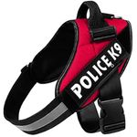 Chullbull Pet Product's Dog K9 Police Dog Buckle Harness Vest Belt with Adjustable Hook, Loop Straps and Handle. Soft Padded Easy Control Chest Neck Belt (extra large, red)