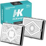 HiKeep Cigarette Case for Regular, King Size, 100's, Can Hold 20 Cigarettes - Set of 2 (Silver)