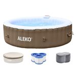 ALEKO Inflatable Hot Tub Spa | Personal High Powered Jetted Bubble | with Fitted Cover and 3 Filters | 265 Gallon | 6 Person Round | Brown | HTIR6GYBR