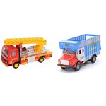 Centy Toys Fire Ladder Truck + Public Truck - (Color May Vary) - (Set of 2 Toys), Kid