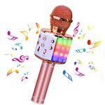 BlueFire 4 in 1 Handheld Karaoke Microphone, Portable Karaoke System with Speaker, Karaoke Machine Home KTV Player with Record Function for Android & iOS Devices (Rose Gold)