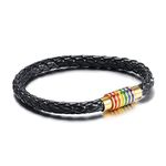 Nanafast Rainbow LGBT Pride Charm Bracelet Gay & Lesbian Jewelry Titanium Stainless Steel