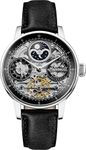 Ingersoll The Jazz Mens 42mmm Automatic Moonphase Watch with Black Skeleton Dial and Black Genuine Leather Strap I07701