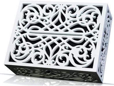 Doorbell Cover Box Only - Inside Decorative Door Bell Chime Box Covering for Wall Inside, Univerisal Fit, Instant Home Upgrade, Wood Art (White)