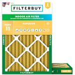 Filterbuy 13x20x2 Air Filter MERV 11 Allergen Defense (2-Pack), Pleated HVAC AC Furnace Air Filters Replacement (Actual Size: 13.00 x 20.00 x 2.00 Inches)