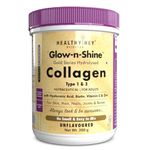 HealthyHey Skin Glow-n-Shine Collagen Powder 200g | Hydrolysed Collagen for Women and Men with Hyaluronic Acid, Biotin and Vitamin C for Healthy Skin, Hair and Nails - (Unflavoured, 200gm)